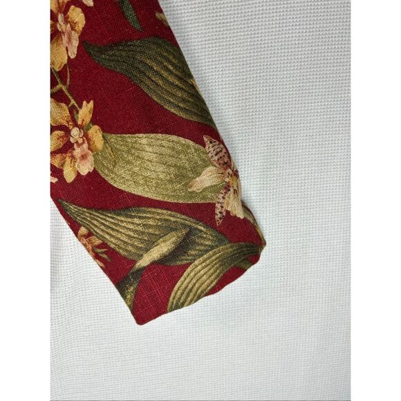 Susan Bristol Floral Linen Blend Jacket Red Gold Green Botanical Blazer L - Picture 10 of 14